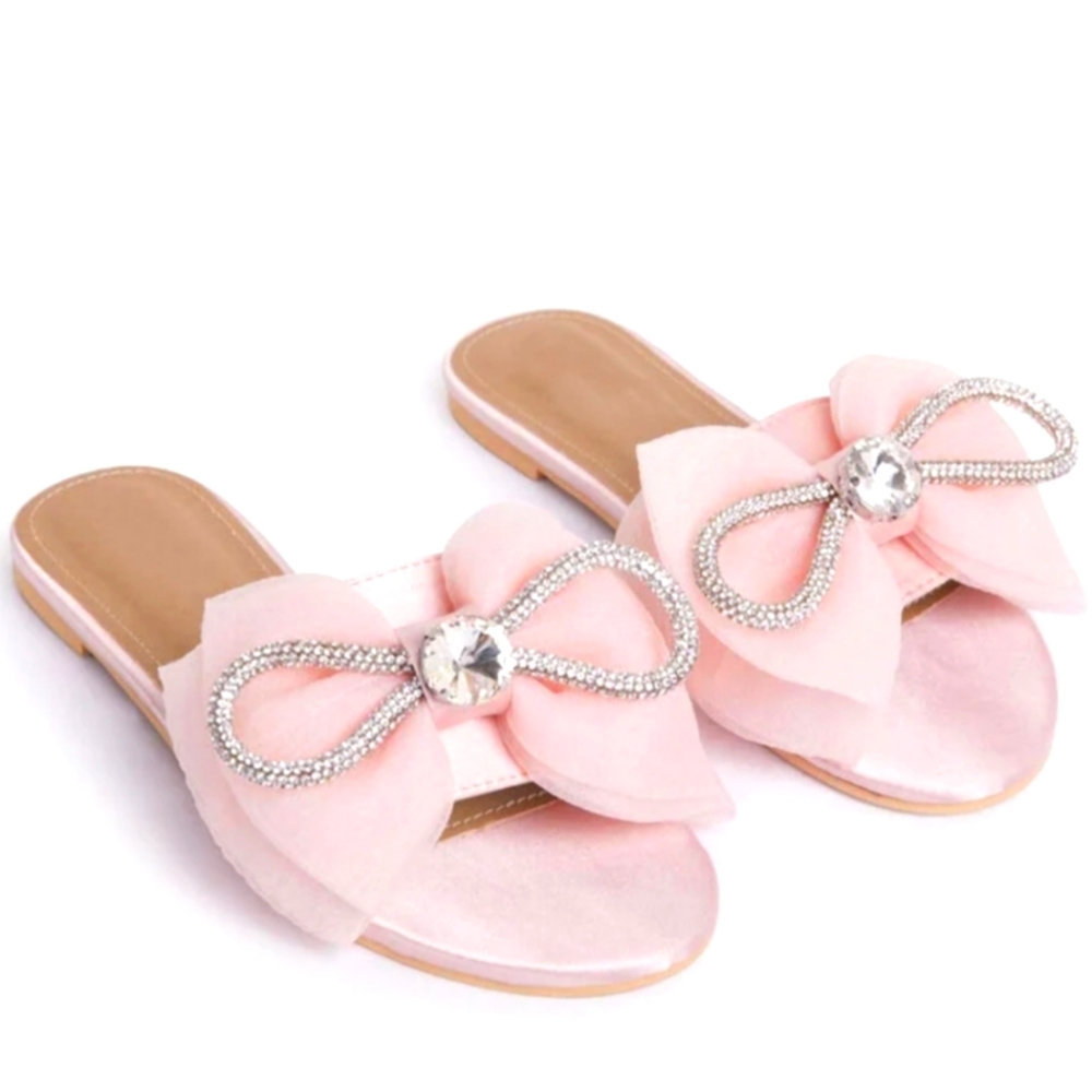 NEW! Lemonade Richess Diamante Satin Flat Sandal